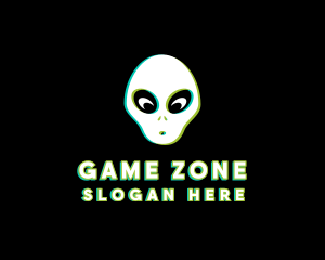 Gaming Alien Glitch logo design