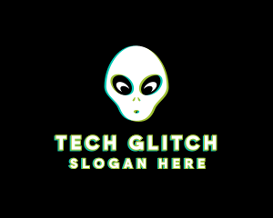 Gaming Alien Glitch logo design