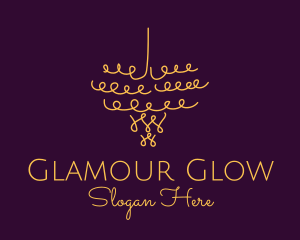 Chandelier - Gold Chandelier Light logo design