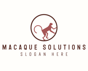 Macaque - Climbing Monkey Silhouette logo design