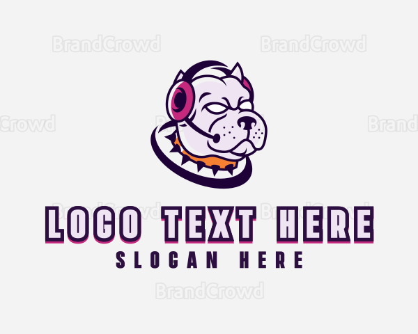 Headphones Bulldog Gamer Logo