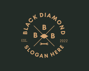 Diamond Wrench Hipster logo design