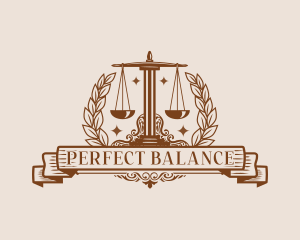 Justice Scale Wreath logo design