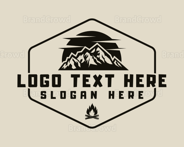 Hipster Mountain Bonfire Logo