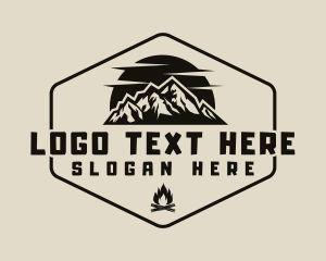 Camp - Hipster Mountain Bonfire logo design