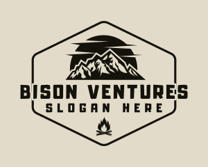 Hipster Mountain Bonfire logo design