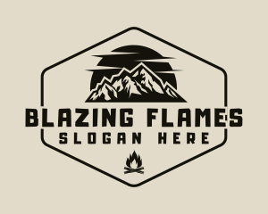 Hipster Mountain Bonfire logo design