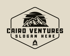 Hipster Mountain Bonfire logo design