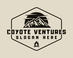 Hipster Mountain Bonfire logo design