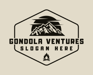 Hipster Mountain Bonfire logo design