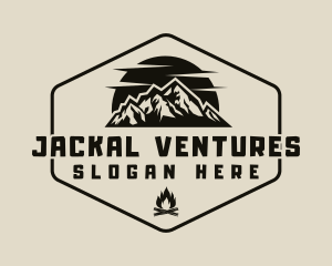 Hipster Mountain Bonfire logo design