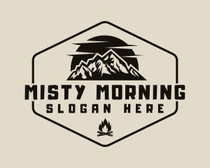 Hipster Mountain Bonfire logo design