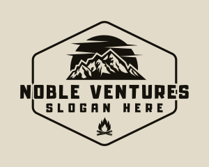 Hipster Mountain Bonfire logo design