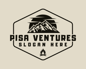 Hipster Mountain Bonfire logo design