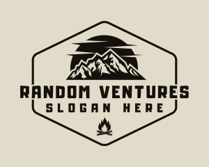 Hipster Mountain Bonfire logo design