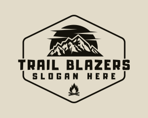 Hipster Mountain Bonfire logo design