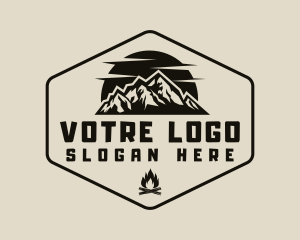 Hill - Hipster Mountain Bonfire logo design