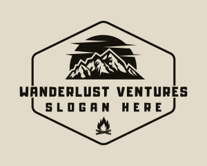 Hipster Mountain Bonfire logo design