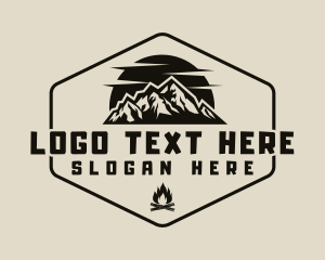 Exploration - Hipster Mountain Bonfire logo design