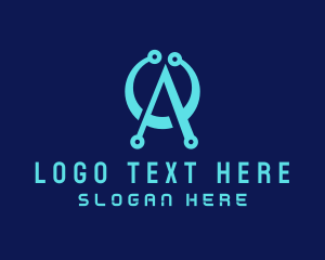 Computer - Technology Letter A logo design