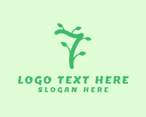 Number 7 - Natural Leaf Vine Number 7 logo design