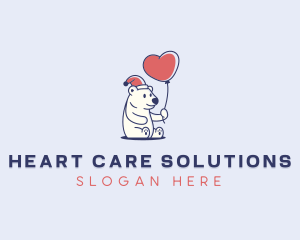 Love Balloon Polar Bear logo design