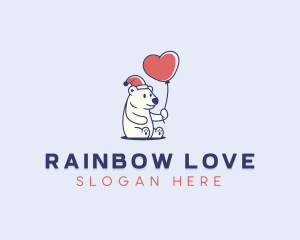 Love Balloon Polar Bear logo design