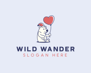 Love Balloon Polar Bear logo design