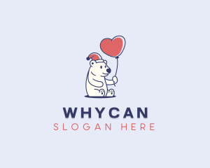 Polar Bear - Love Balloon Polar Bear logo design