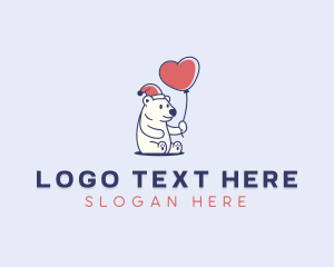Mascot - Love Balloon Polar Bear logo design