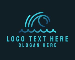 Swimming - Monoline Ocean Wave logo design