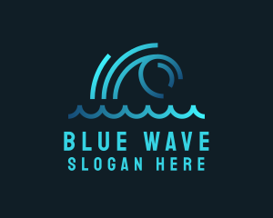 Monoline Ocean Wave logo design