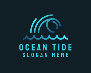 Monoline Ocean Wave logo design