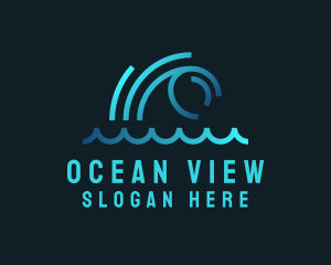 Monoline Ocean Wave logo design