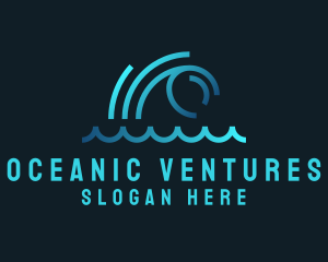 Monoline Ocean Wave logo design