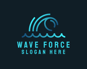 Tsunami - Monoline Ocean Wave logo design