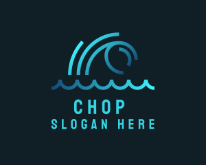 Monoline Ocean Wave logo design