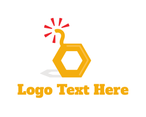 Yellow Bee - Honey Bomb Explosive logo design