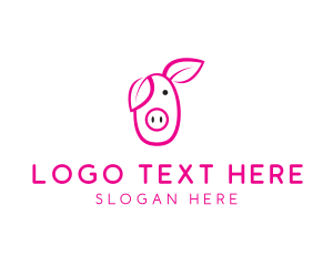 Agriculture - Pig Cartoon Outline logo design