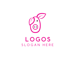 Pig Cartoon Outline  logo design