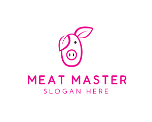 Pig Cartoon Outline  logo design