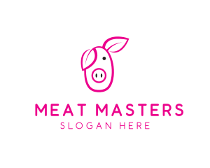 Pig Cartoon Outline  logo design