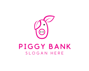 Pig - Pig Cartoon Outline logo design