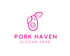 Pig Cartoon Outline  logo design