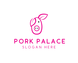 Swine - Pig Cartoon Outline logo design