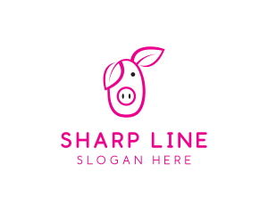 Outline - Pig Cartoon Outline logo design