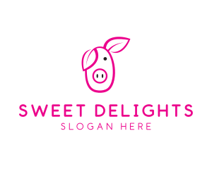 Pig Cartoon Outline  logo design