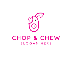 Pig Cartoon Outline  logo design