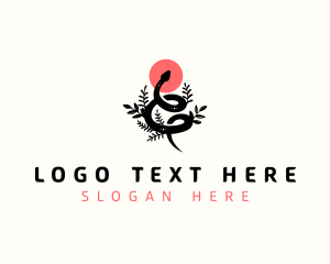 Slithering - Snake Serpent Floral logo design