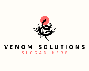 Snake Serpent Floral logo design